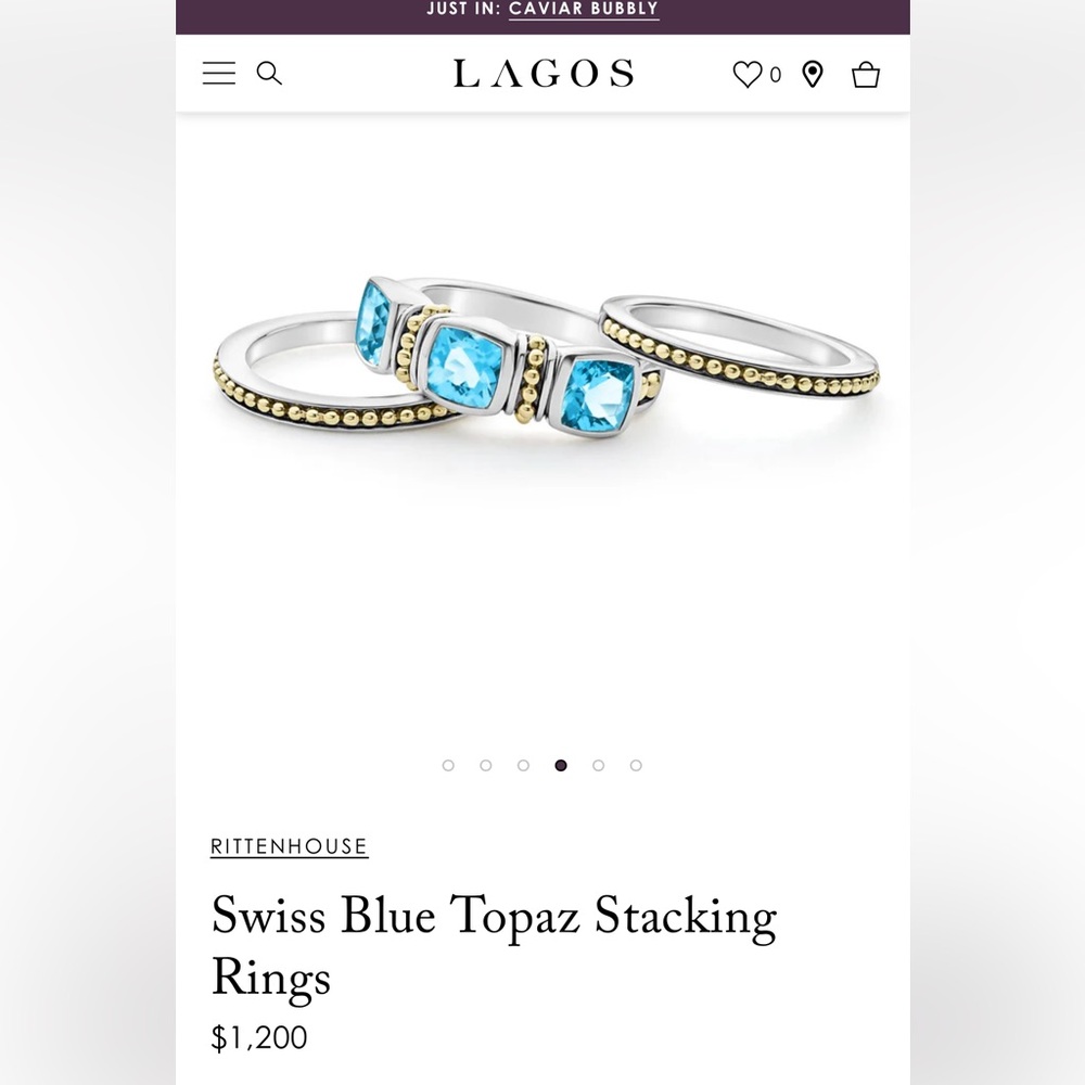 LAGOS RITTENHOUSE Swiss Blue Topaz Stacking Rings - Picture 11 of 11